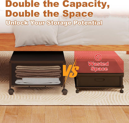 Fokyfok 2Pack Under Bed Storage Containers, 10 inch Height,31 inch Long