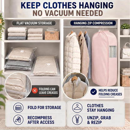 Space Saving Hanging Compression Garment Bag for Coats & Jackets