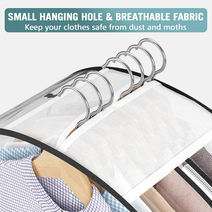 Liuoud Clear Garment Bags for Hanging Clothes 10” Gusseted, 6 Pack, 40”
