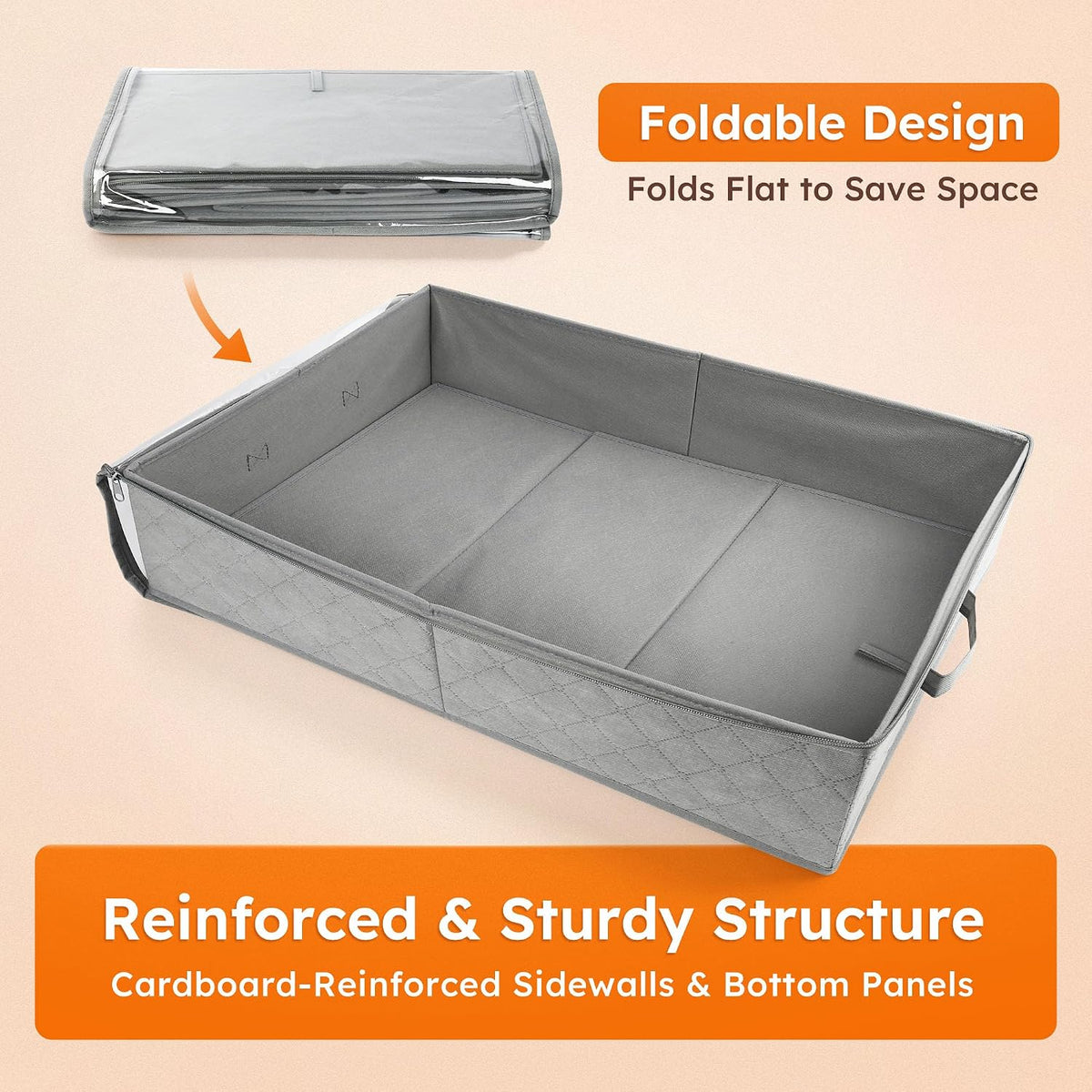 LotFancy Under Bed Storage Bags with Clear Window & Handles, 24” x 16” x 6"