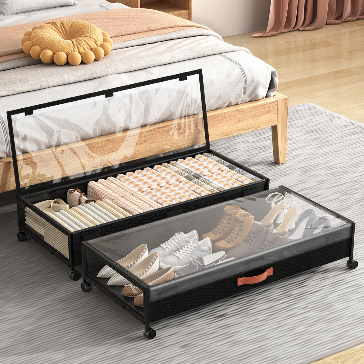 Eastherry Under Bed Storage with Wheels, 2 Pack 36" Extra Long Container