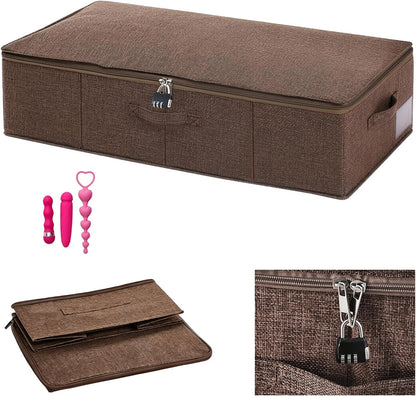 Large Lockable Toy Storage Box, Under Bed Discreet Toy Storage, Brown