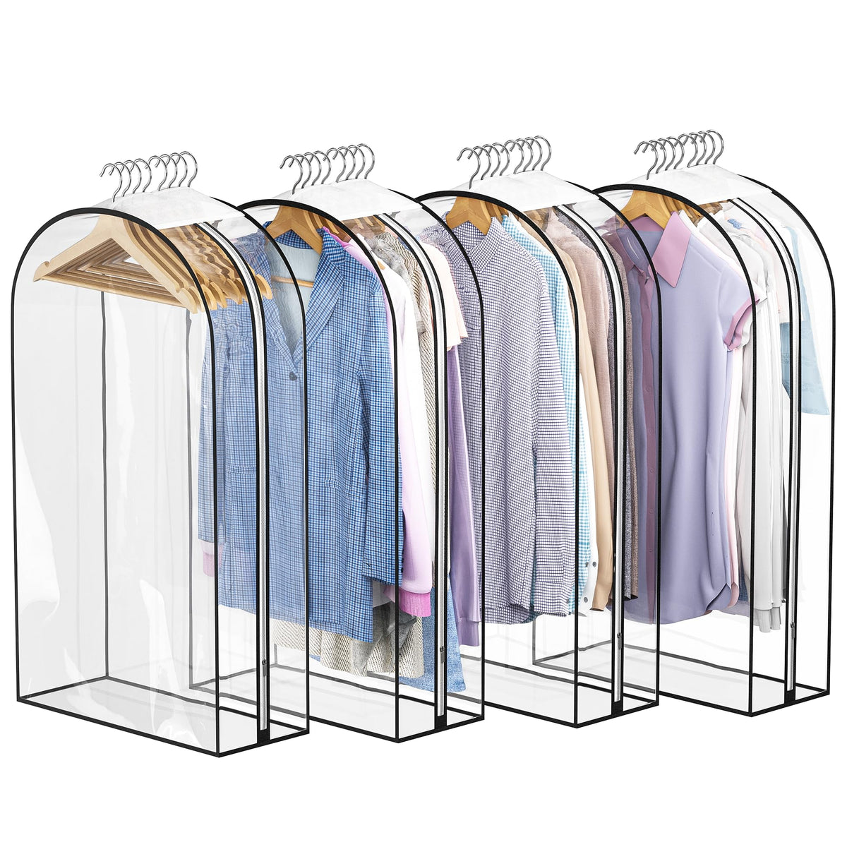Liuoud Clear Garment Bags for Hanging Clothes 10” Gusseted, 4 Pack, 40”