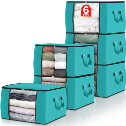 Fab totes 6 Pack Storage Bags for Clothes Blanket Storage Bins with Lids