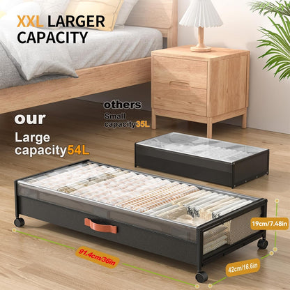 Eastherry Under Bed Storage with Wheels, 2 Pack 36" Extra Long Container