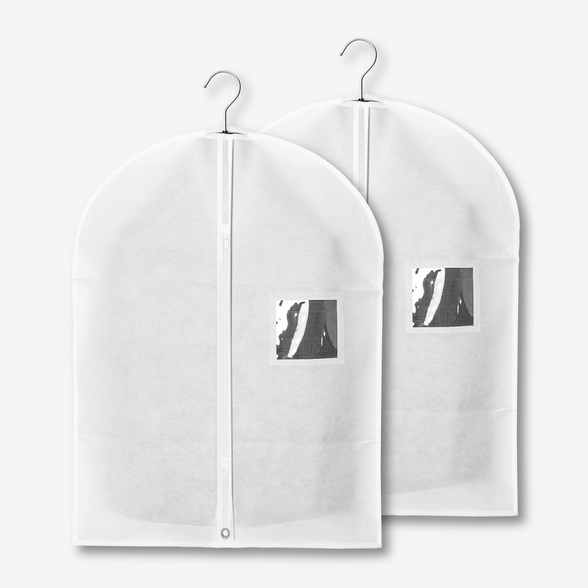 2-Pack Breathable Garment Bags for Hanging Clothes – Dust-Proof Suit & Dress Covers with Clear Window – Waterproof, Foldable Closet Storage Organizer for Coats, Gowns, and Jackets (White, 40")