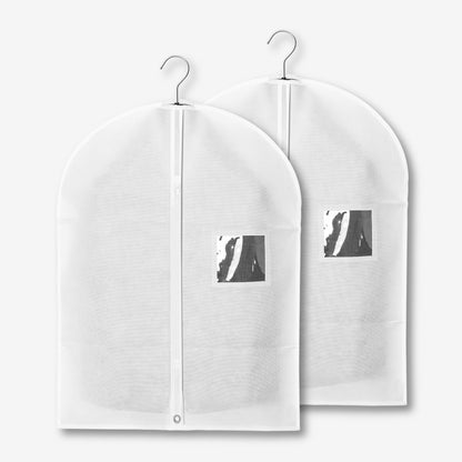 2-Pack Breathable Garment Bags for Hanging Clothes – Dust-Proof Suit & Dress Covers with Clear Window – Waterproof, Foldable Closet Storage Organizer for Coats, Gowns, and Jackets (White, 40")
