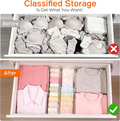 12 Pack 4" High Drawer Dividers for Clothes, 10.2"-16.5" Expandable