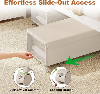 Fokyfok 2Pack Under Bed Storage Containers,12 inch Height,31 inch Long