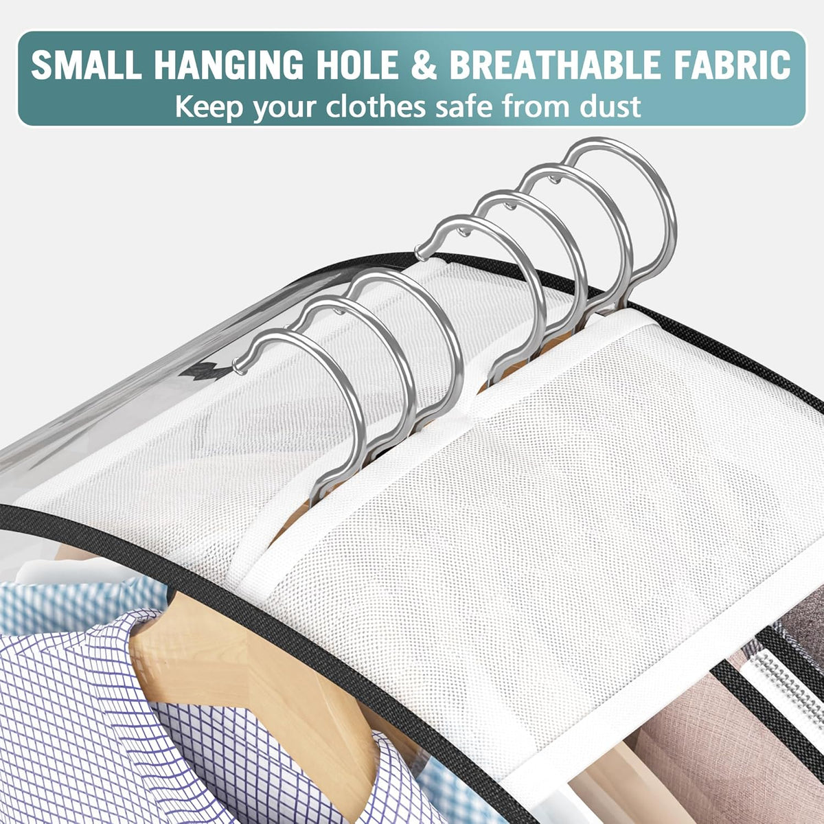 Liuoud Clear Garment Bags for Hanging Clothes 10” Gusseted, 4 Pack, 40”&50”