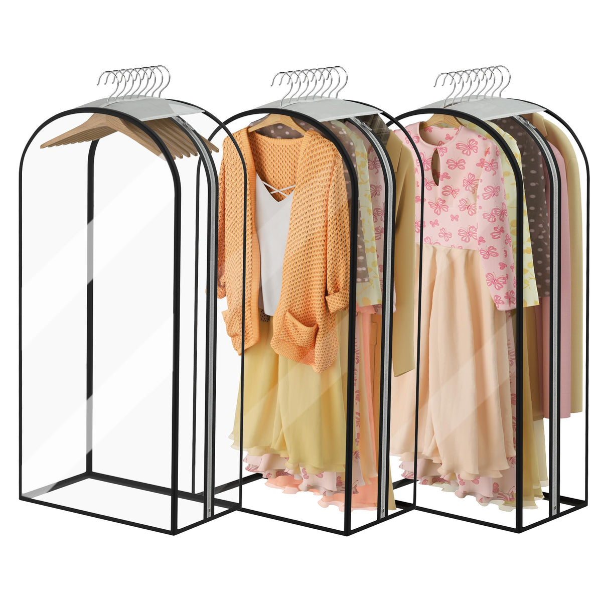 Garment Bags for Hanging Clothes 40” Long, Ultra Clear Suit Bags for Closet Storage, Moving Organization, Travel Covers with 10" Gussets for Coat, Dress, Shirt and Sweater - 2 PCS