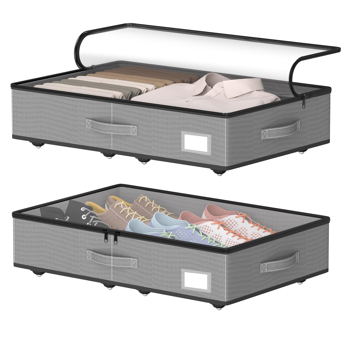 EE-RoomWorld Under Bed Storage with Wheels, 12 inches height，Beige