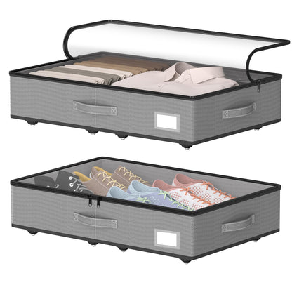 EE-RoomWorld Under Bed Storage with Wheels, 12 inches height，Beige