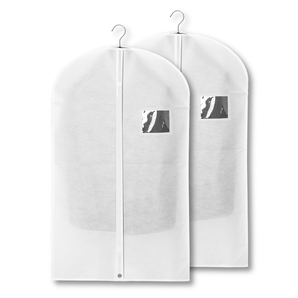 2-Pack Breathable Garment Bags for Hanging Clothes – Dust-Proof Suit & Dress Covers with Clear Window – Waterproof, Foldable Closet Storage Organizer for Coats, Gowns, and Jackets (White, 40")