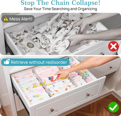 Vtopmart 4" Regular Upgrade Drawer Dividers for Clothes, 12.8"-22.3" 8 Pack