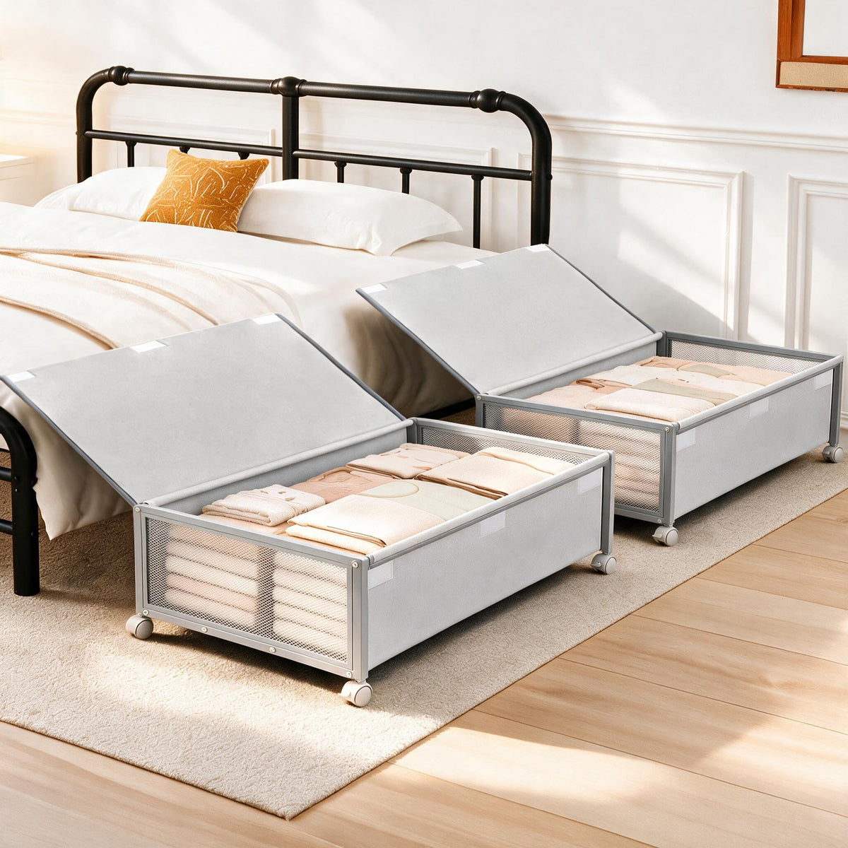 Fokyfok 2Pack Under Bed Storage Containers, 10 inch Height,31 inch Long