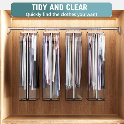 Liuoud Clear Garment Bags for Hanging Clothes 10” Gusseted, 4 Pack, 40”