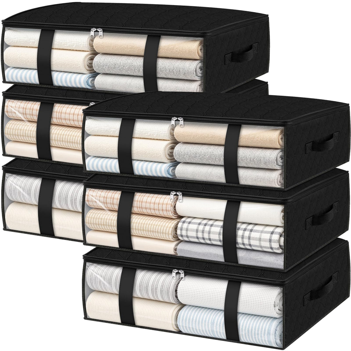 3 Pack Storage Bags, 40L Clothes Storage Containers, Foldable Storage Bins