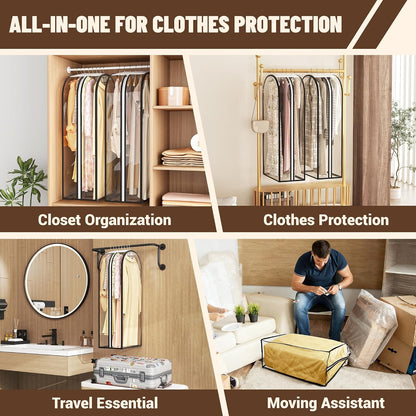 Garment Bags for Hanging Clothes 40” Long, Ultra Clear Suit Bags for Closet Storage, Moving Organization, Travel Covers with 10" Gussets for Coat, Dress, Shirt and Sweater - 2 PCS