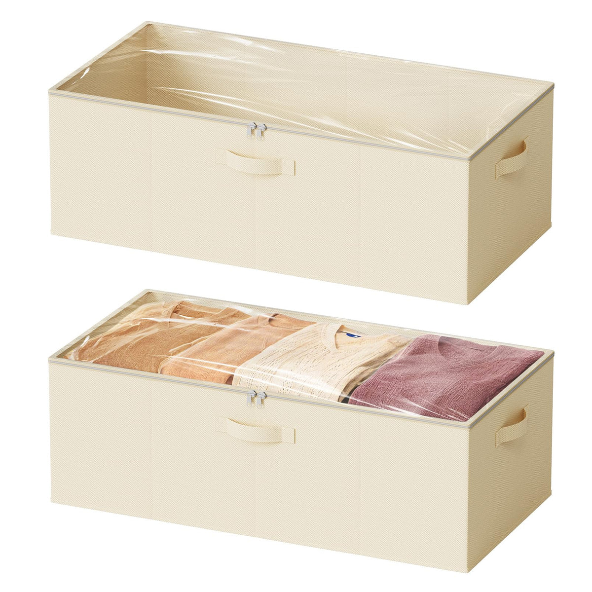 SpaceAid 2 Pack 10" High Under Bed Storage Containers, Large Underbed Storage Organizer Bins with Lids for Bedroom, Dorm, Clothes, Closet Organization, Bed Sheets and Blankets (Gray)