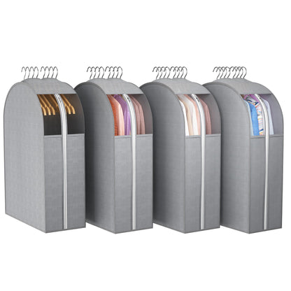 Liuoud Clear Garment Bags for Hanging Clothes 10” Gusseted, 4 Pack, 40”&50”