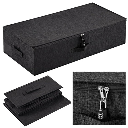 Briwooody 29.9 x 15 x 6.7in Discreet Lockable Under Bed Storage Bag,Black