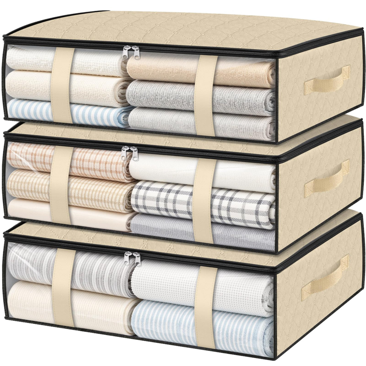 3 Pack Storage Bags, 40L Clothes Storage Containers, Foldable Storage Bins