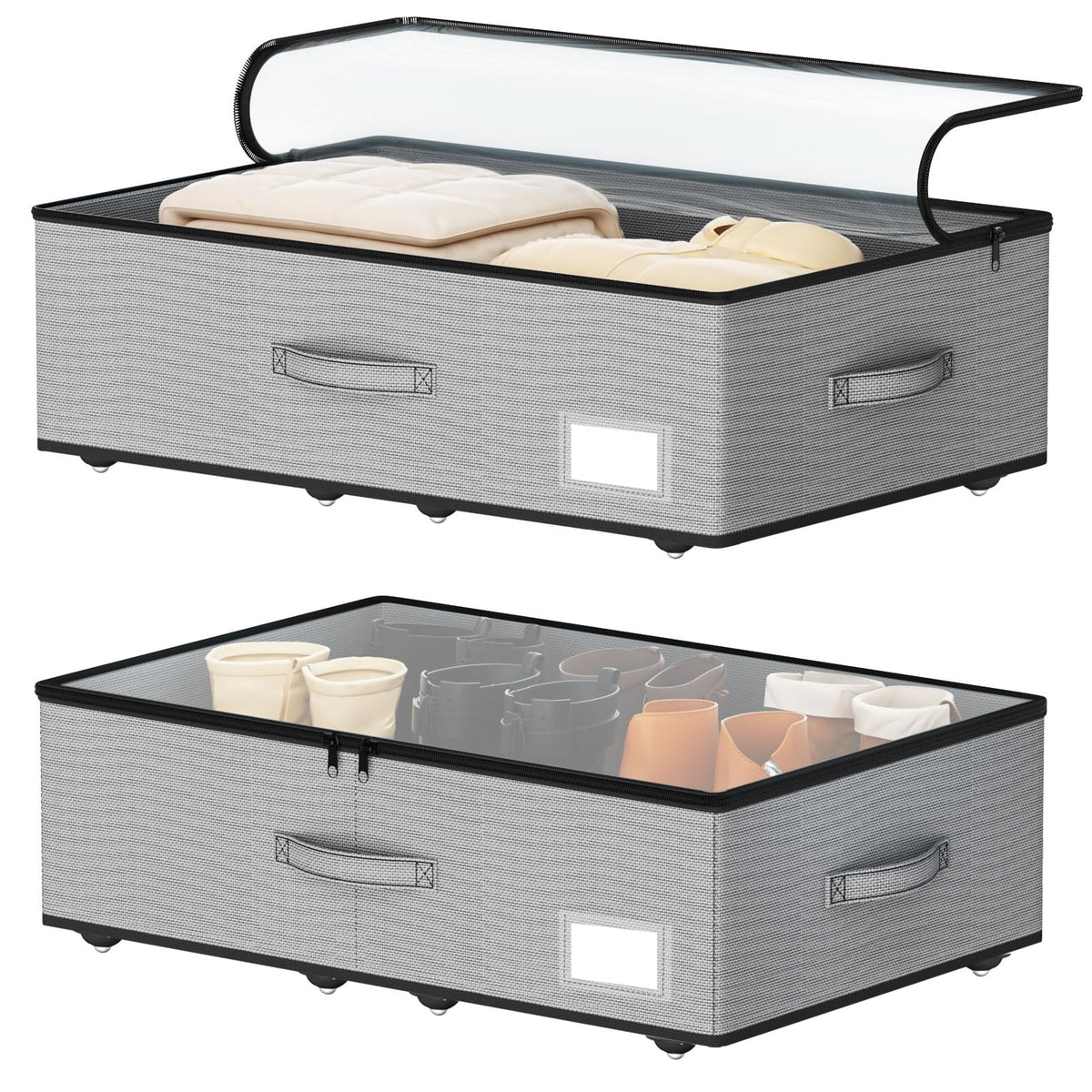 EE-RoomWorld Under Bed Storage with Wheels, 12 inches height，Beige