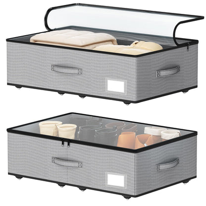 EE-RoomWorld Under Bed Storage with Wheels, 12 inches height，Beige