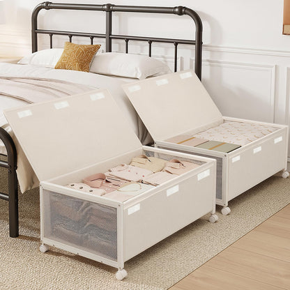 Fokyfok 2Pack Under Bed Storage Containers, 10 inch Height,31 inch Long