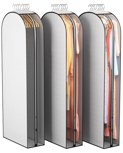 Liuoud 10" Gusseted Garment Bags for Hanging Clothes, 40", 3 Pack