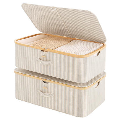 StorageWorks 7" Low Profile Underbed Storage Containers with Bamboo Frame