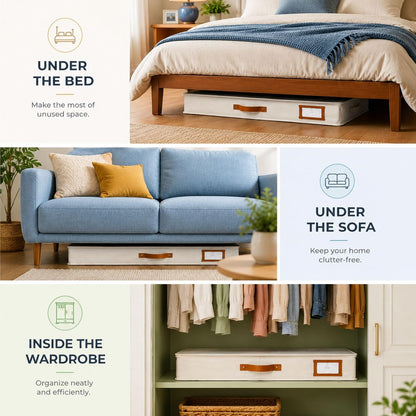 HOMELUX THEORY Under Bed Storage, Low Profile 2pc with Lid, Ivory