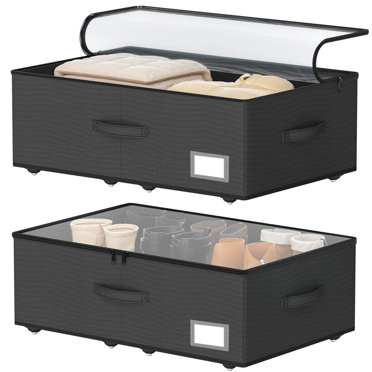 EE-RoomWorld Under Bed Storage with Wheels, 12 inches height，Beige