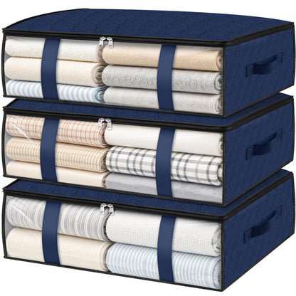 3 Pack Storage Bags, 40L Clothes Storage Containers, Foldable Storage Bins
