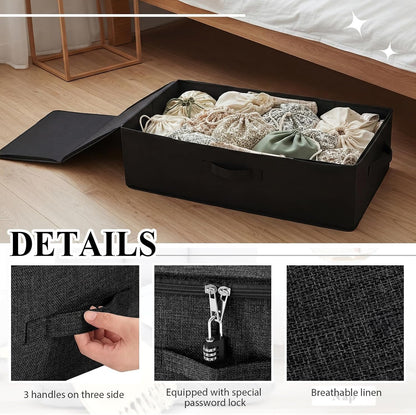 Briwooody 29.9 x 15 x 6.7in Discreet Lockable Under Bed Storage Bag,Black