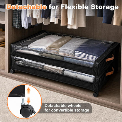 92L Extra Large Under Bed Storage with Wheels, 39.4" Extra Long Storage Box