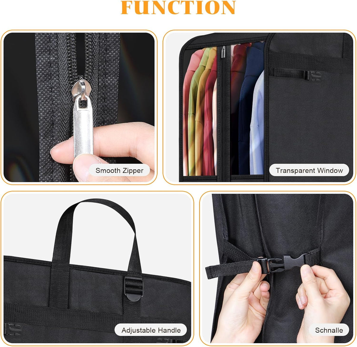 Univivi Garment Bag for Moving, Heavy Duty Suit Bag, 60 Inch, Set of 1