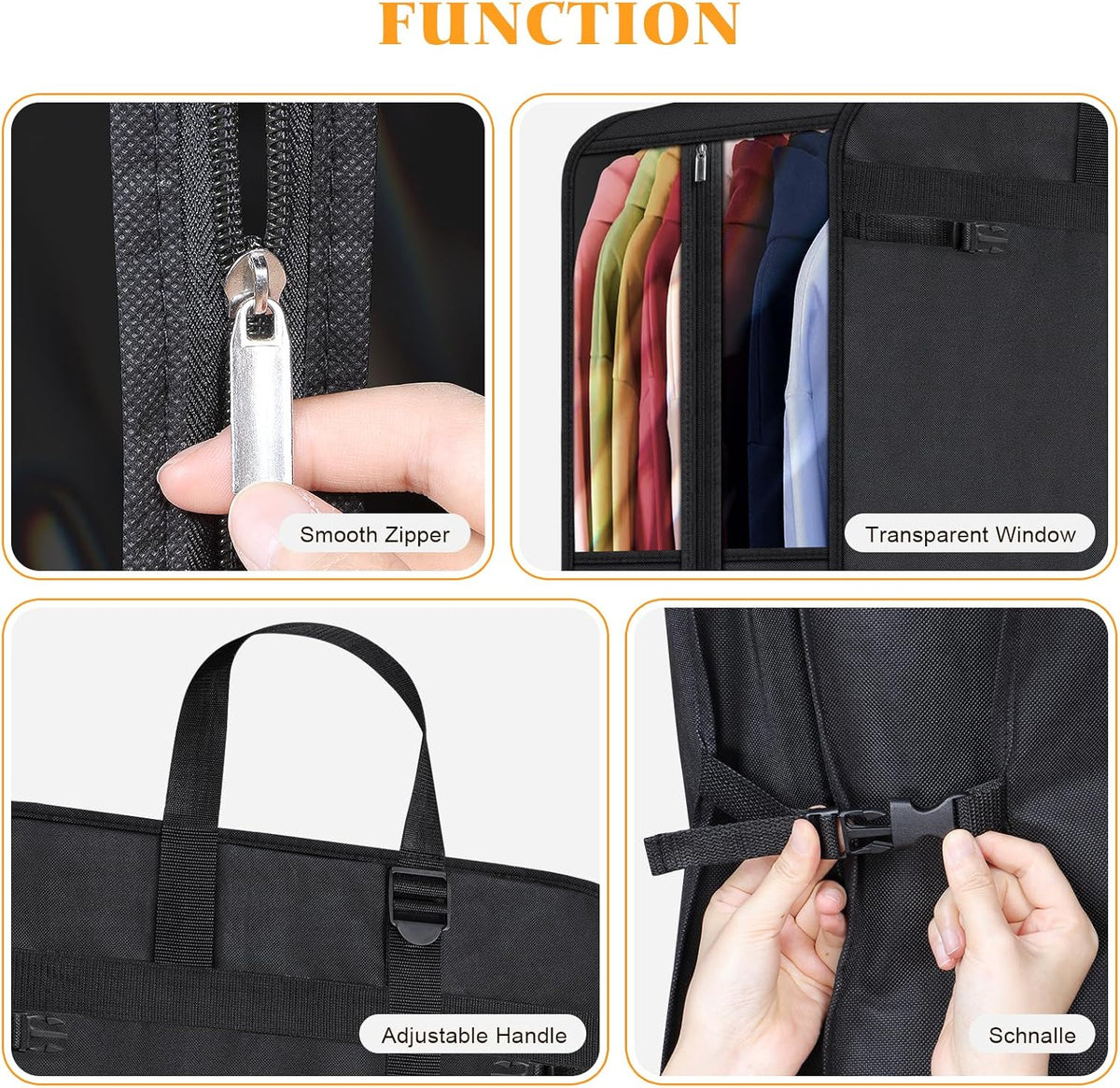 Univivi Garment Bag for Moving, Heavy Duty Suit Bag, 60 Inch, Set of 1