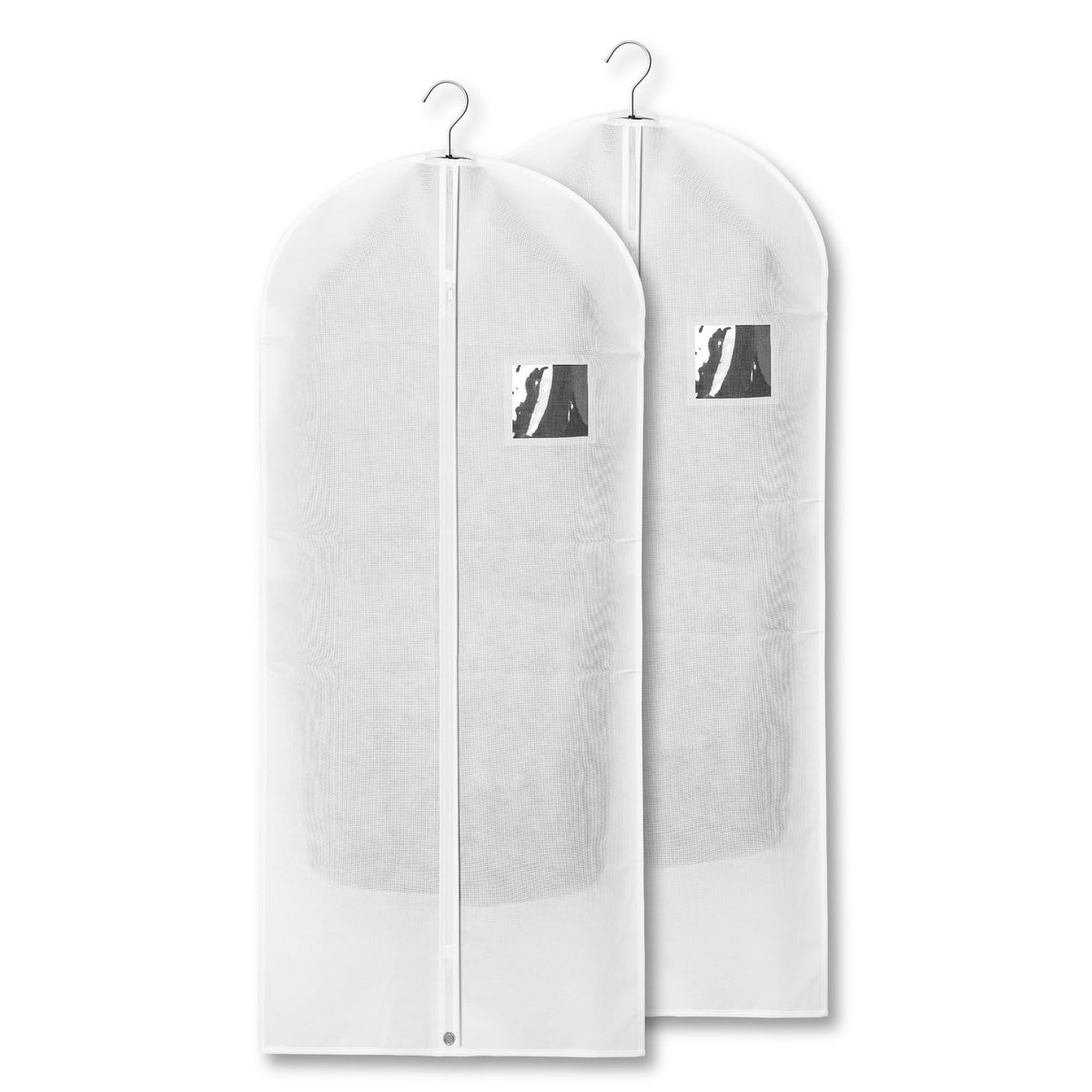 2-Pack Breathable Garment Bags for Hanging Clothes – Dust-Proof Suit & Dress Covers with Clear Window – Waterproof, Foldable Closet Storage Organizer for Coats, Gowns, and Jackets (White, 40")