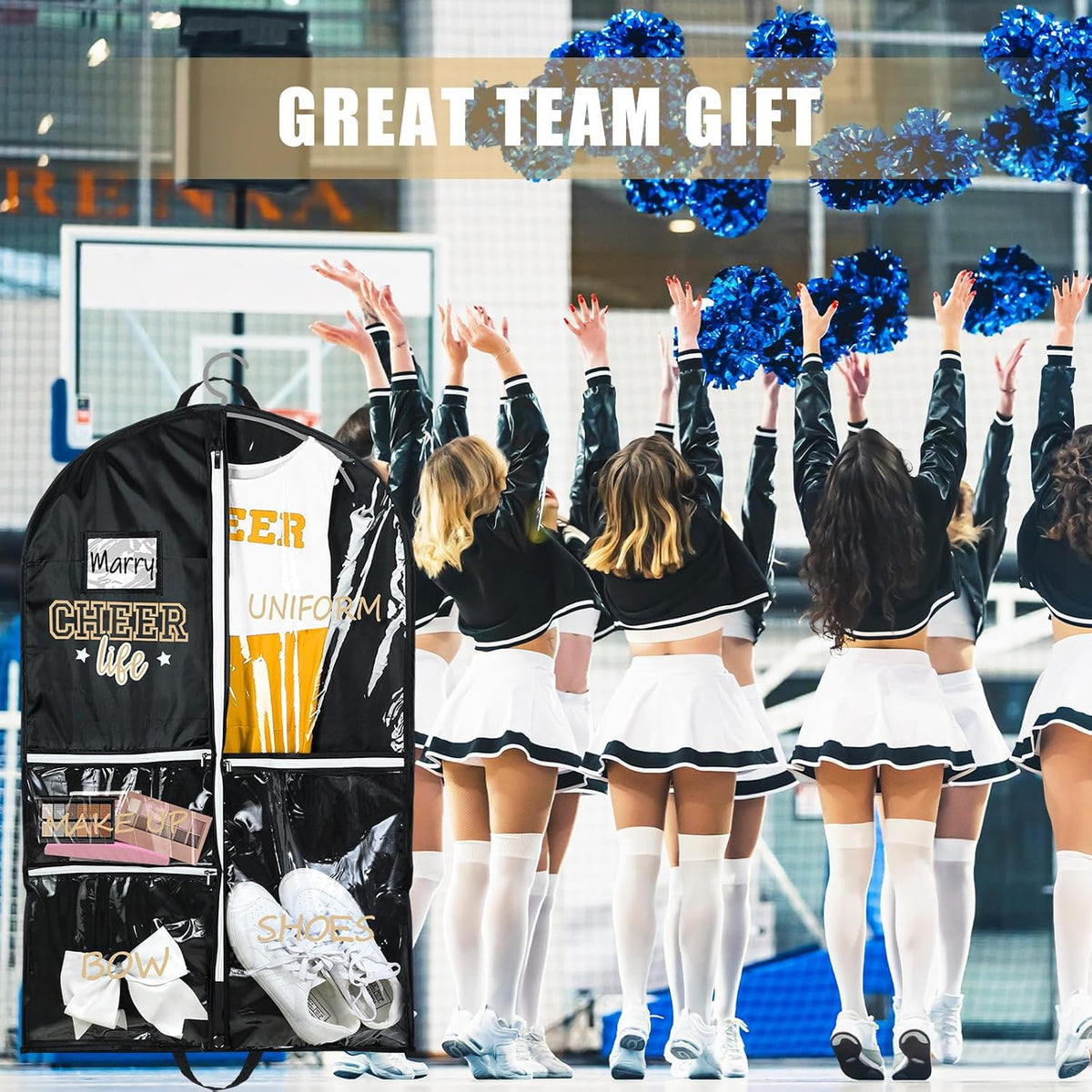 Blushtier 40" Cheer Uniform Garment Bag Cheerleading, Black,Gold
