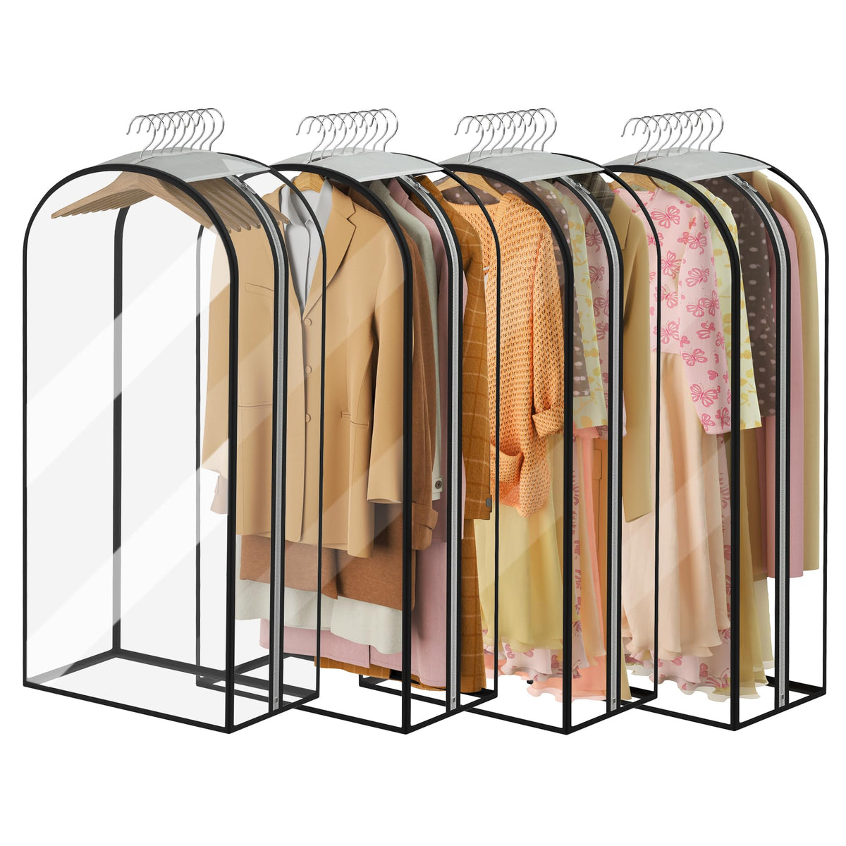 Garment Bags for Hanging Clothes 40” Long, Ultra Clear Suit Bags for Closet Storage, Moving Organization, Travel Covers with 10" Gussets for Coat, Dress, Shirt and Sweater - 2 PCS