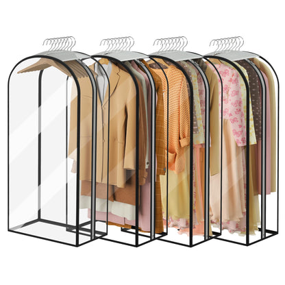 Garment Bags for Hanging Clothes 40” Long, Ultra Clear Suit Bags for Closet Storage, Moving Organization, Travel Covers with 10" Gussets for Coat, Dress, Shirt and Sweater - 2 PCS