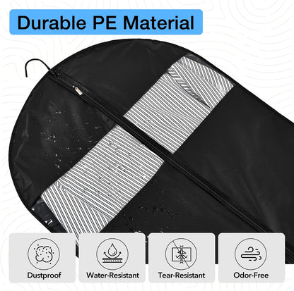 Garment Bags for Hanging Clothes, 50" Suit Bags for Closet Storage, 2-Pack Garment Covers with Clear Window, Foldable Clothing Bags for Suits, Jackets & Dresses (Black)
