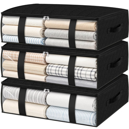 3 Pack Storage Bags, 40L Clothes Storage Containers, Foldable Storage Bins