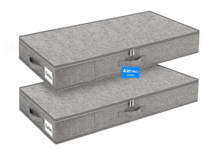 punemi 6 in Tall Under Bed Storage Containers with Lids, 2 Pack, Grey