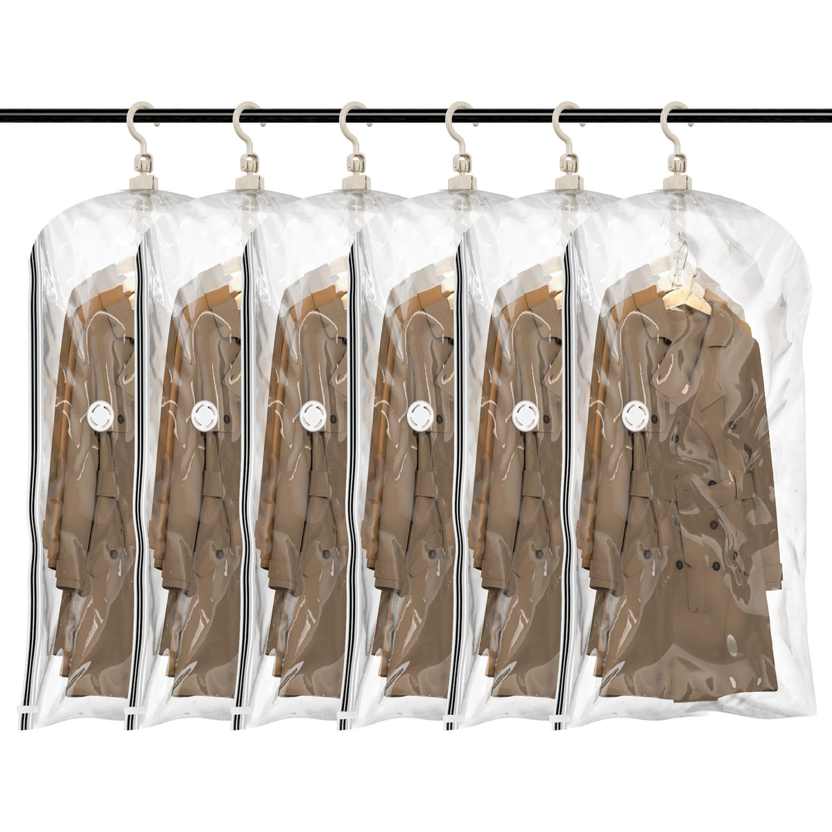 TAILI Hanging Vacuum Sealer Storage Space Saver Bags for Clothes, Suits, Coats or Jackets, 4 Pack Jumbo 53x27.6 Inches, Clear
