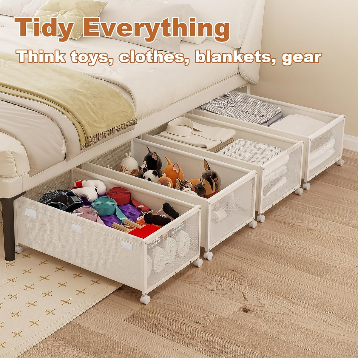 Fokyfok 2Pack Under Bed Storage Containers,12 inch Height,31 inch Long