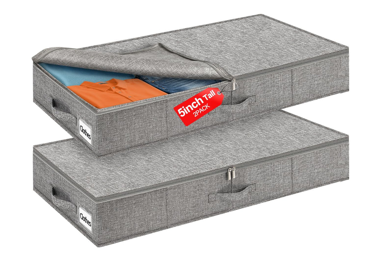 3-in Low Profile Under Bed Storage, No Structure, 2-Pack, Gray