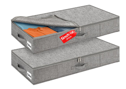 3-in Low Profile Under Bed Storage, No Structure, 2-Pack, Gray